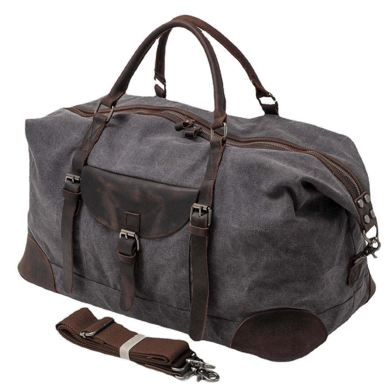Thomas | Large canvas travel bag made of Genuine Leather