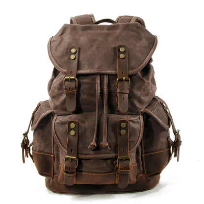 John | Robust canvas backpack made of Genuine Leather