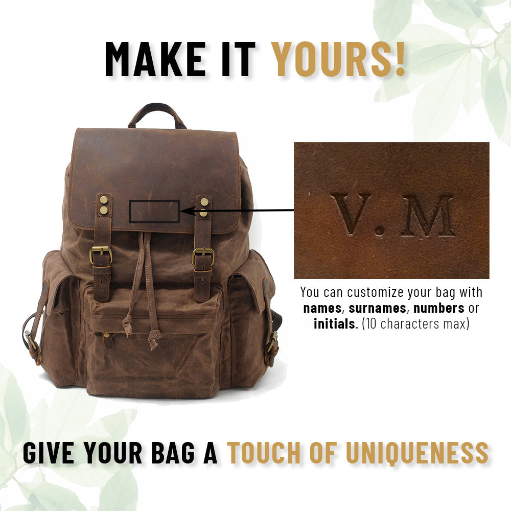 Jacob | Sturdy canvas backpack made of Genuine Leather