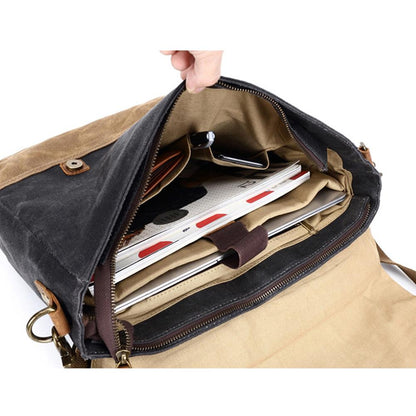 Jack | Waterproof canvas shoulder bag made of Genuine Leather