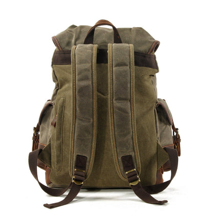 John | Robust canvas backpack made of Genuine Leather