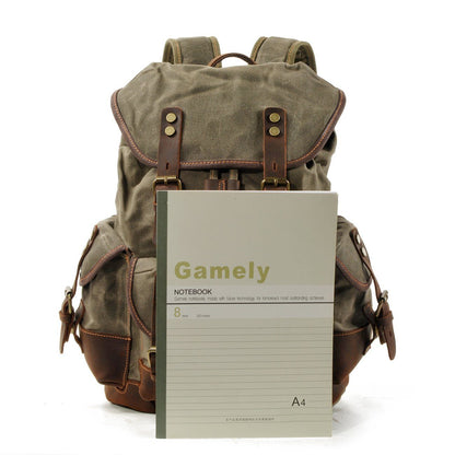 John | Robust canvas backpack made of Genuine Leather