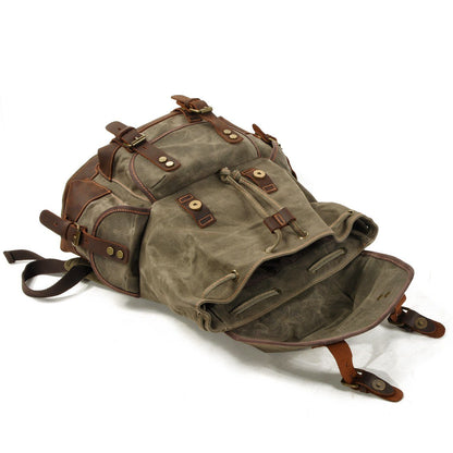 John | Robust canvas backpack made of Genuine Leather