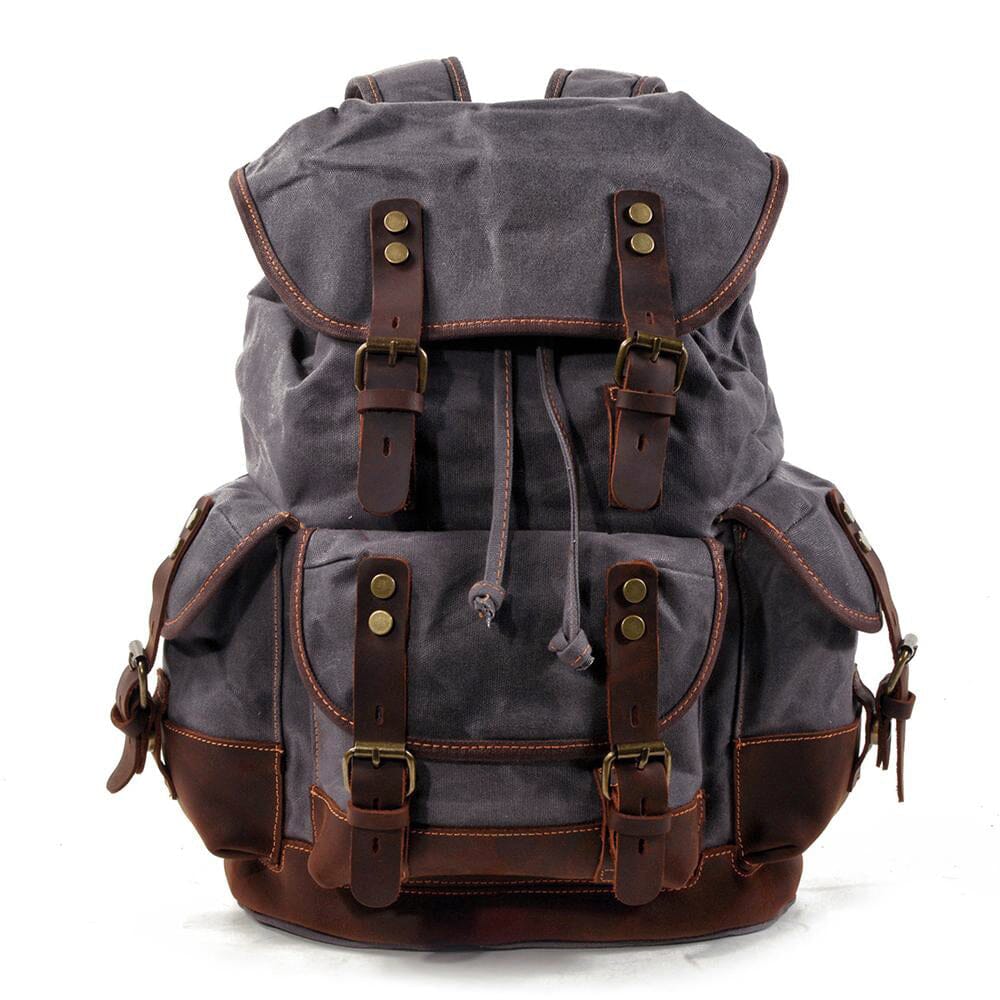 John | Robust canvas backpack made of Genuine Leather