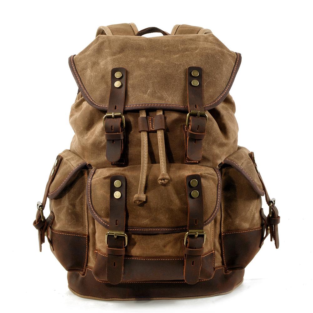 John | Robust canvas backpack made of Genuine Leather