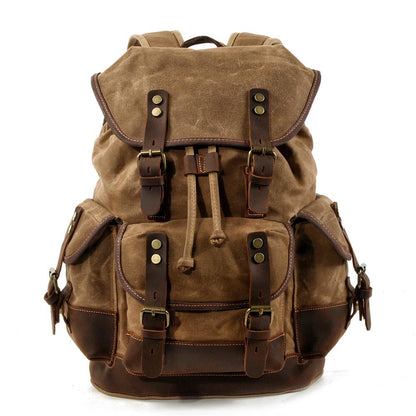 John | Robust canvas backpack made of Genuine Leather