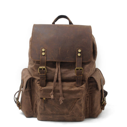 Jacob | Sturdy canvas backpack made of Genuine Leather