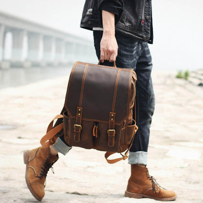 Robert | Sturdy travel backpack made of Genuine Leather