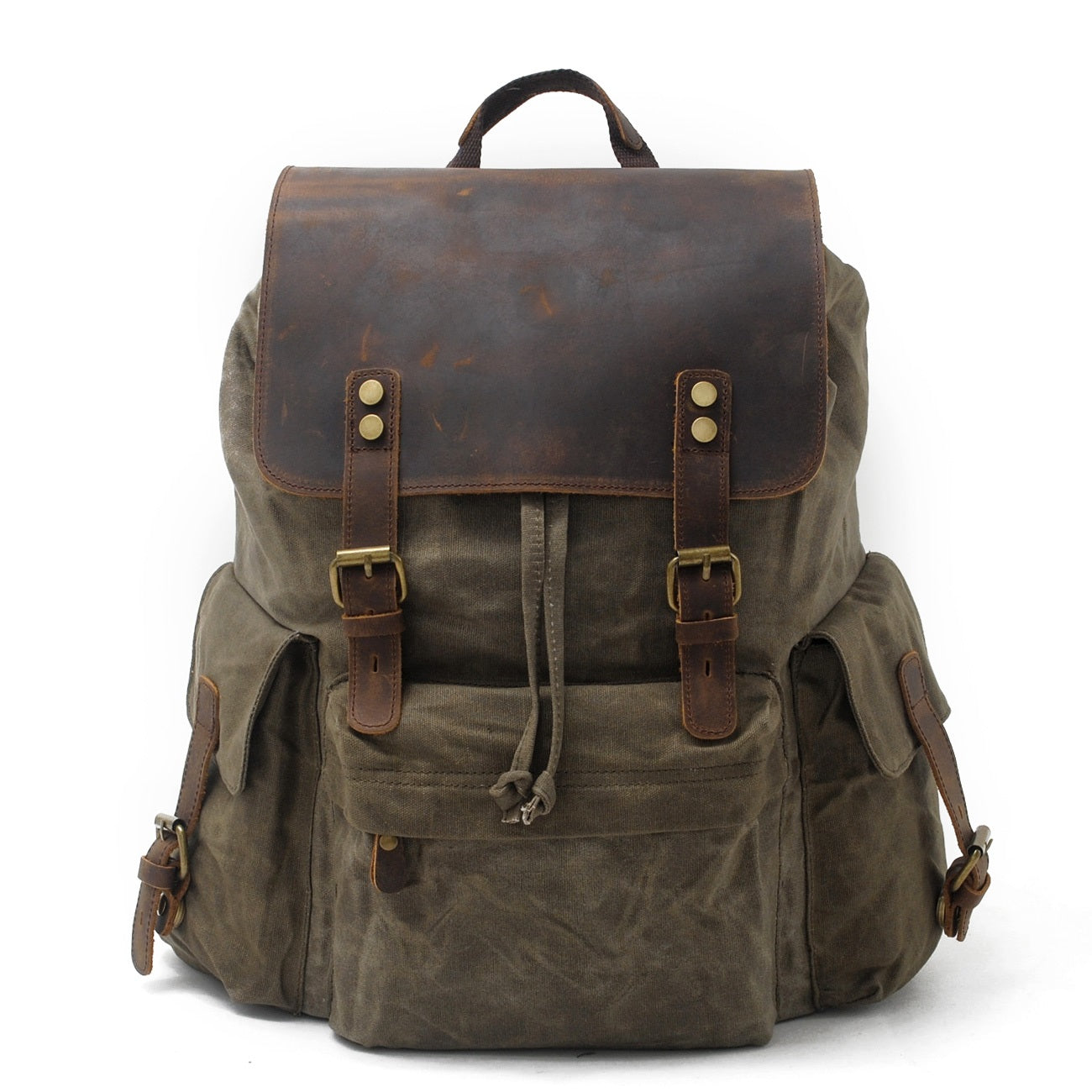 Jacob | Sturdy canvas backpack made of Genuine Leather