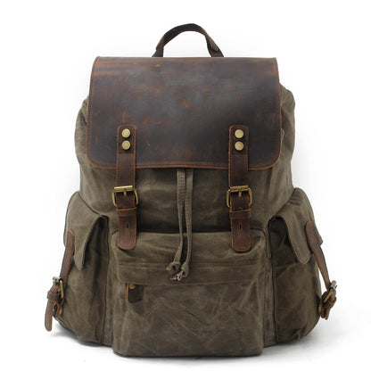 Jacob | Sturdy canvas backpack made of Genuine Leather