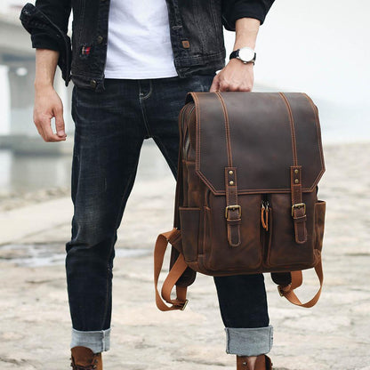 Robert | Sturdy travel backpack made of Genuine Leather