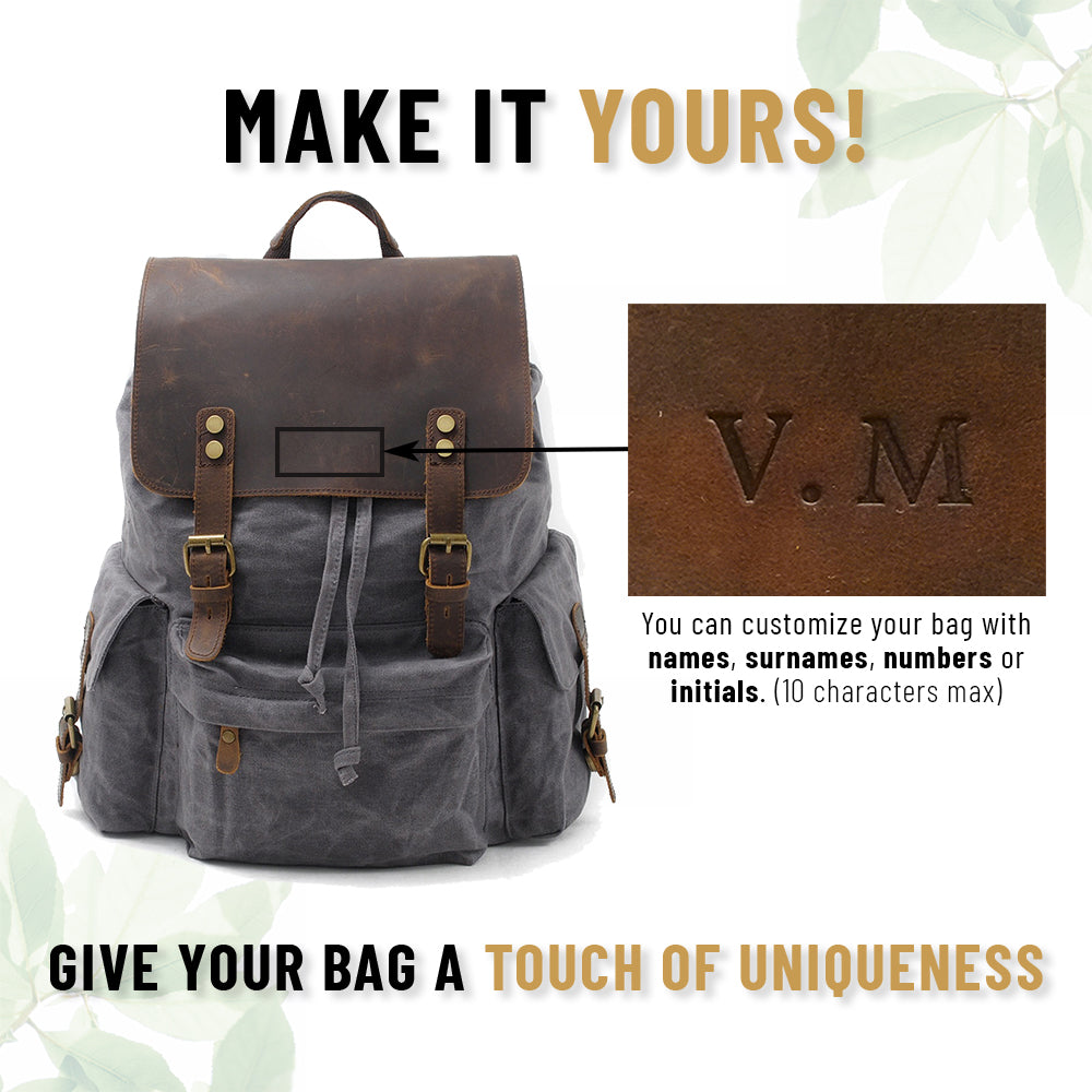 Jacob | Sturdy canvas backpack made of Genuine Leather