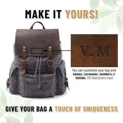 Jacob | Sturdy canvas backpack made of Genuine Leather