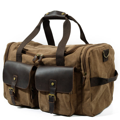David | Canvas duffle bag for travel made of Genuine Leather