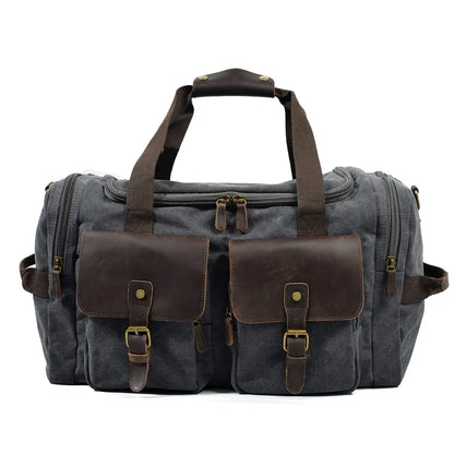 David | Canvas duffle bag for travel made of Genuine Leather