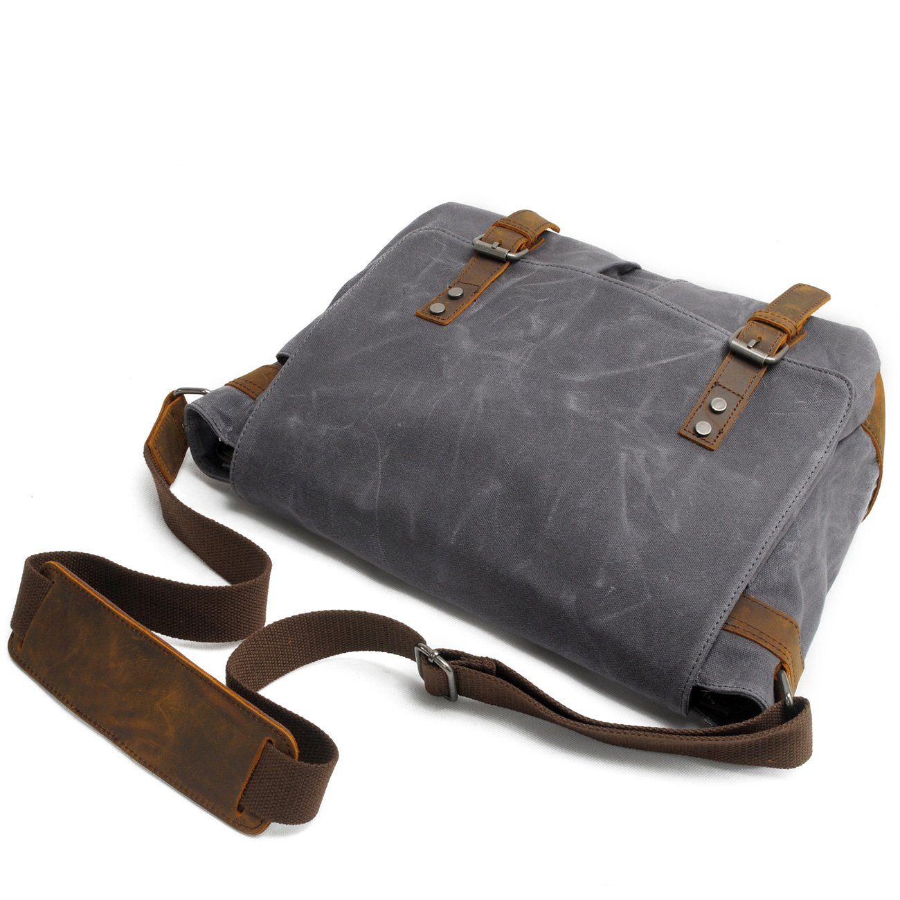 Joshua | Sturdy canvas shoulder bag made of Genuine Leather