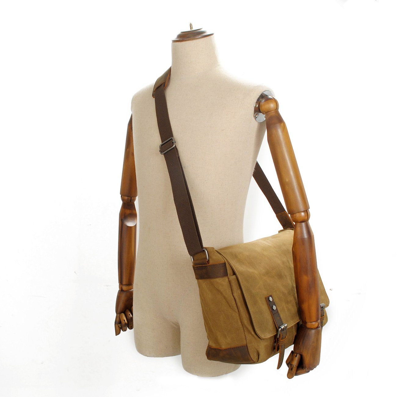 Joshua | Sturdy canvas shoulder bag made of Genuine Leather
