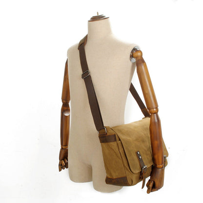Joshua | Sturdy canvas shoulder bag made of Genuine Leather