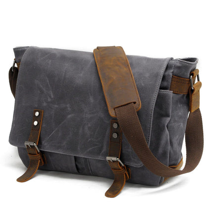 Joshua | Sturdy canvas shoulder bag made of Genuine Leather
