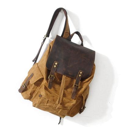 Jacob | Sturdy canvas backpack made of Genuine Leather