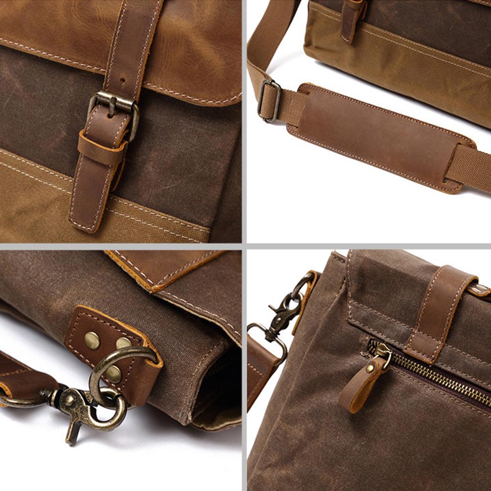 Jack | Waterproof canvas shoulder bag made of Genuine Leather
