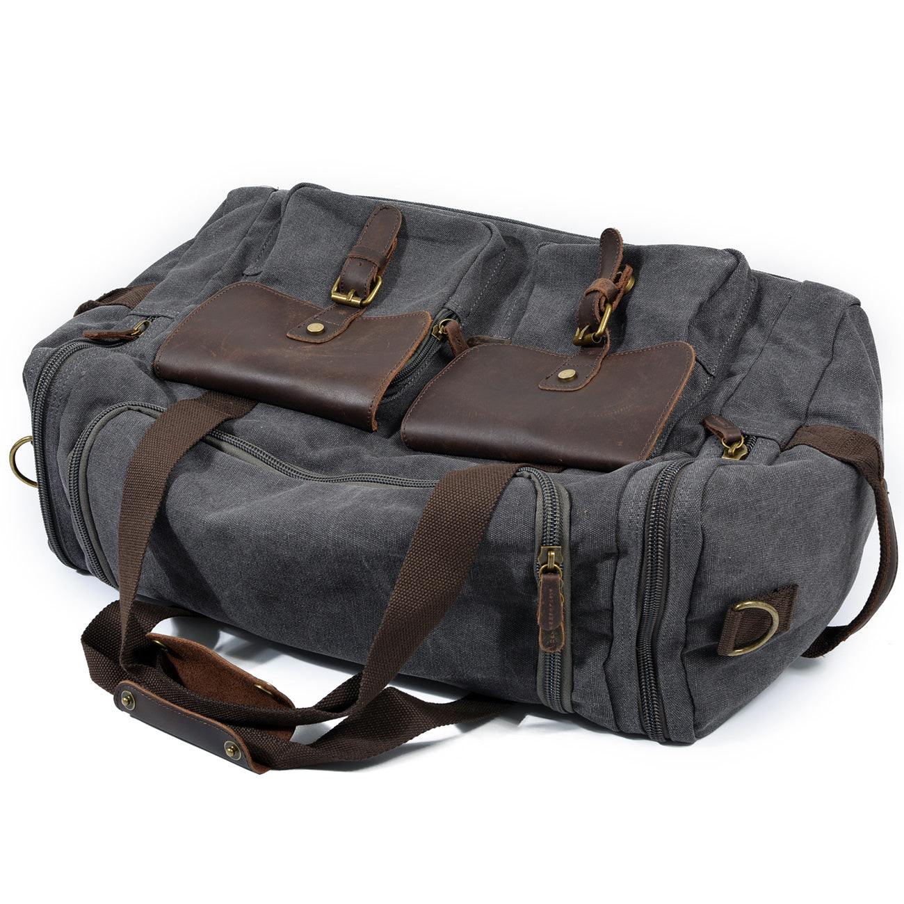 David | Canvas duffle bag for travel made of Genuine Leather