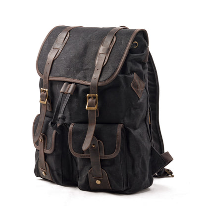 Marcus | Canvas travel backpack made of Genuine Leather