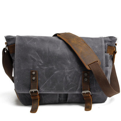 Joshua | Sturdy canvas shoulder bag made of Genuine Leather