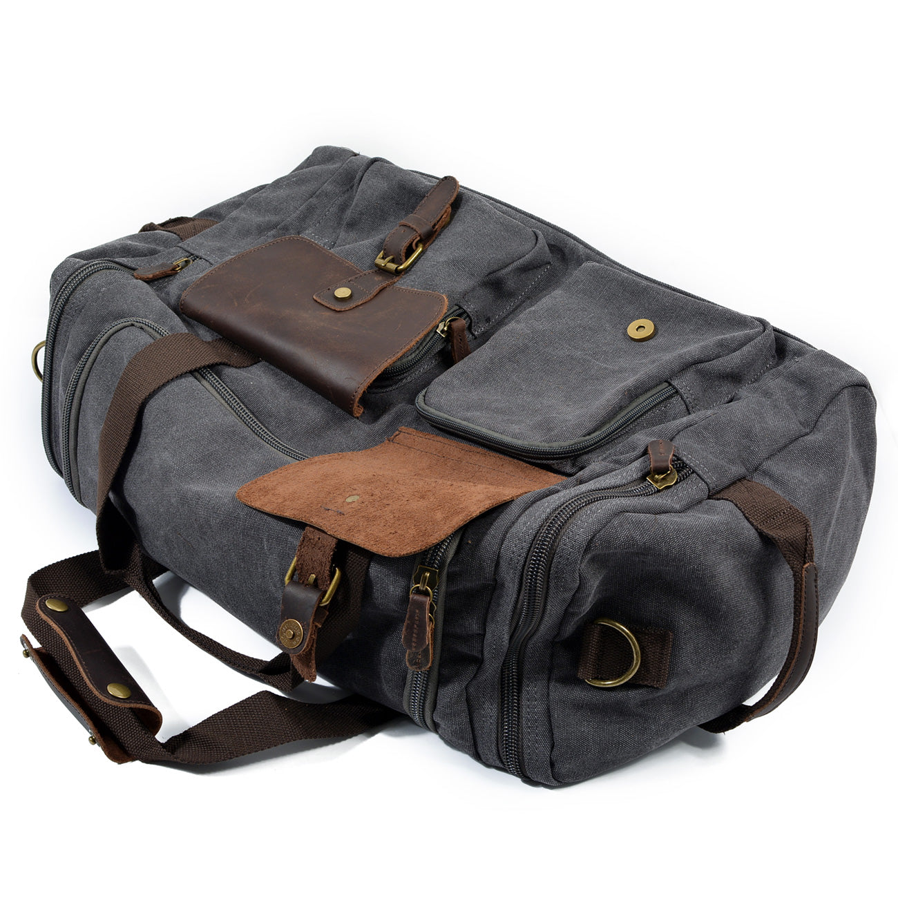 David | Canvas duffle bag for travel made of Genuine Leather