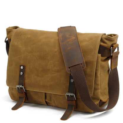 Joshua | Sturdy canvas shoulder bag made of Genuine Leather