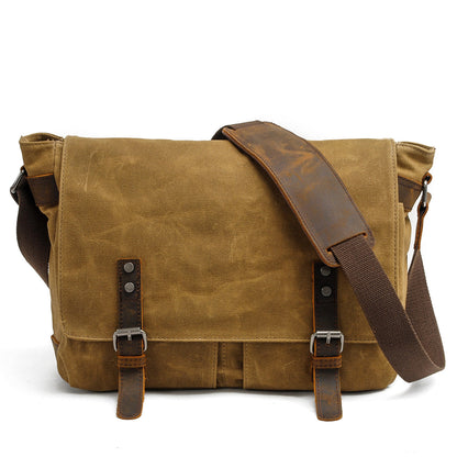 Joshua | Sturdy canvas shoulder bag made of Genuine Leather