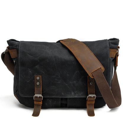 Joshua | Sturdy canvas shoulder bag made of Genuine Leather