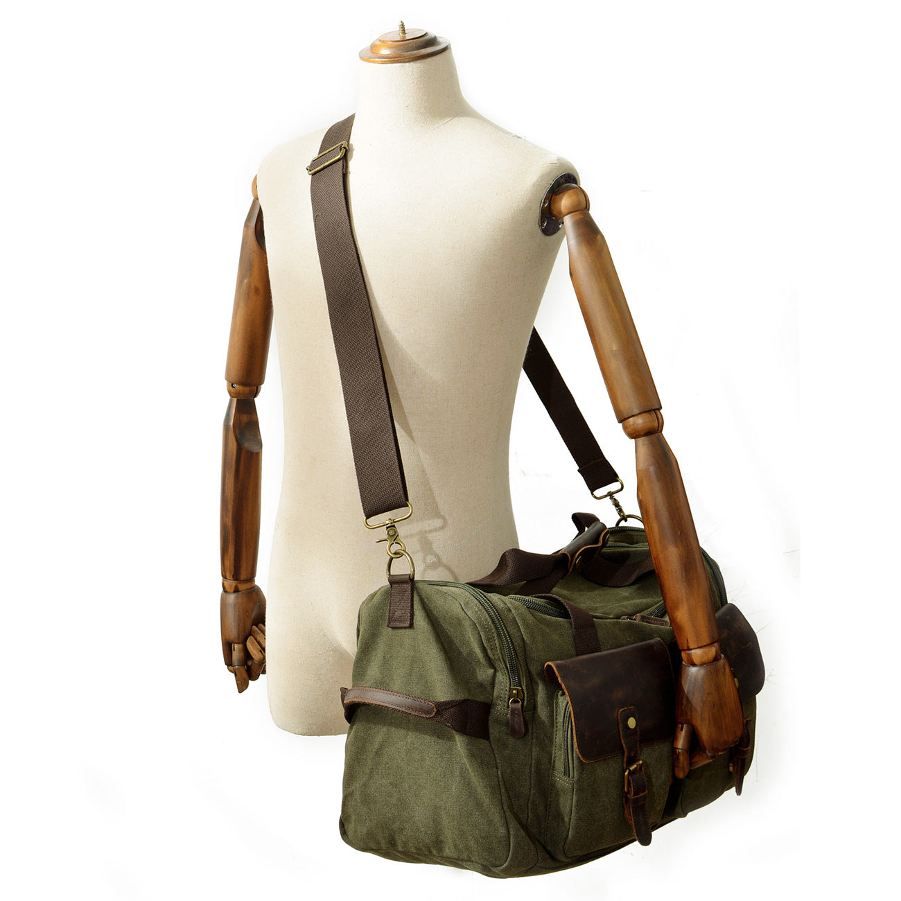 David | Canvas duffle bag for travel made of Genuine Leather