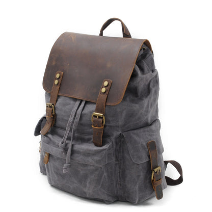 Jacob | Sturdy canvas backpack made of Genuine Leather