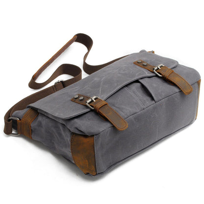 Joshua | Sturdy canvas shoulder bag made of Genuine Leather