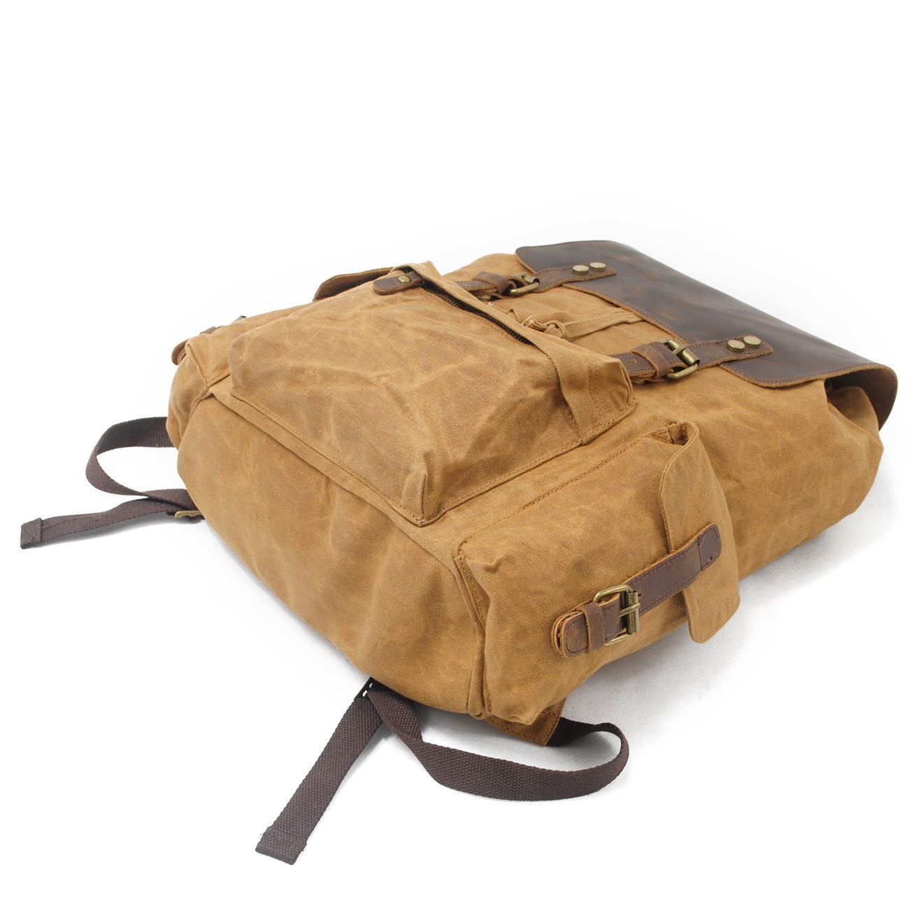 Jacob | Sturdy canvas backpack made of Genuine Leather