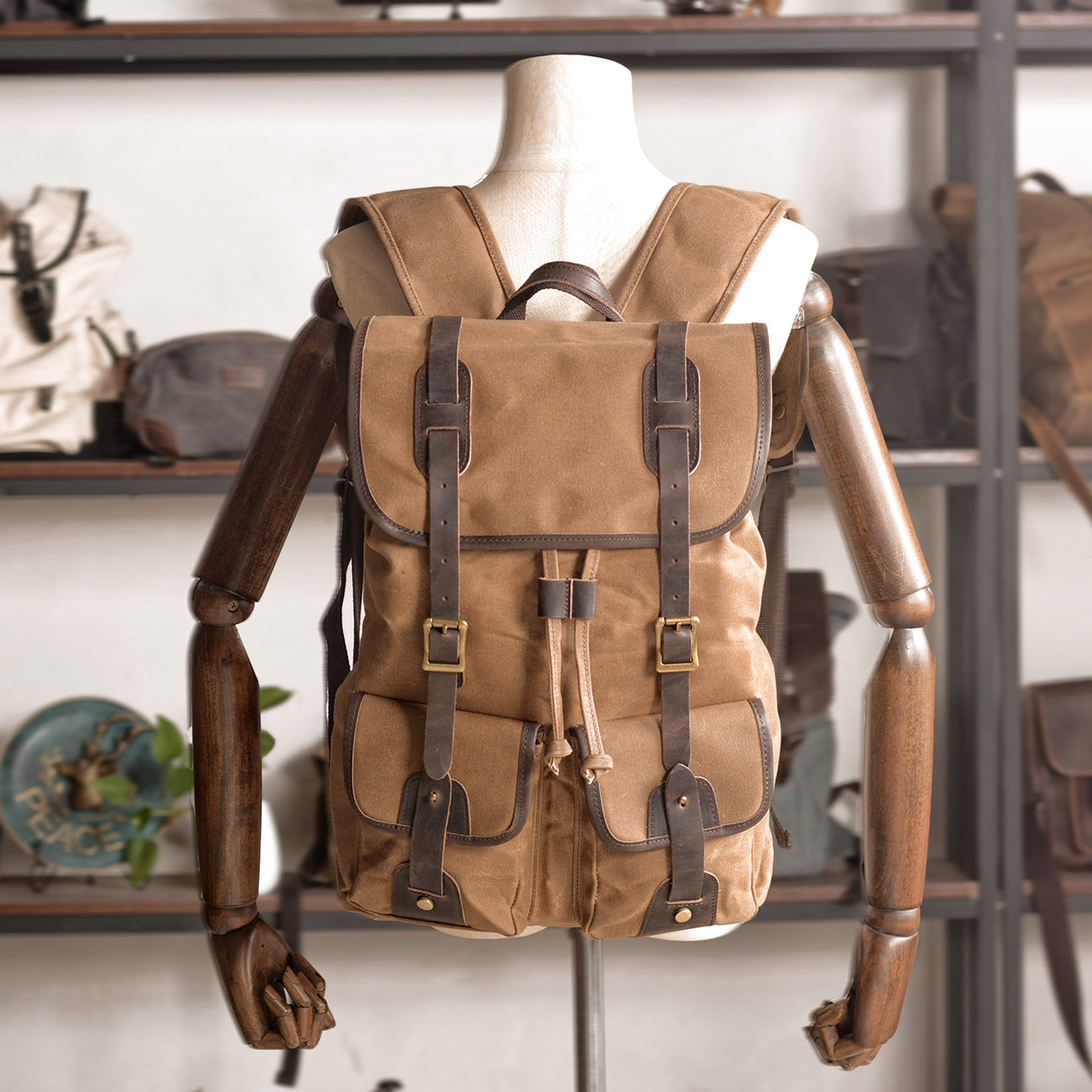Marcus | Canvas travel backpack made of Genuine Leather