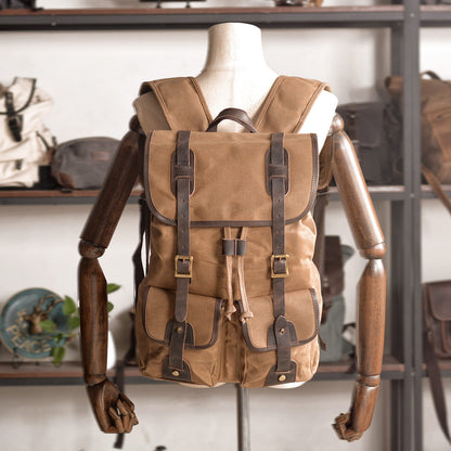 Marcus | Canvas travel backpack made of Genuine Leather