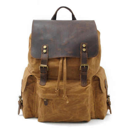 Jacob | Sturdy canvas backpack made of Genuine Leather