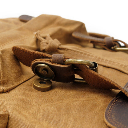 Jacob | Sturdy canvas backpack made of Genuine Leather
