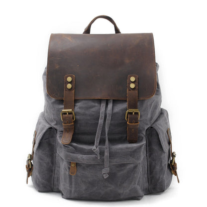 Jacob | Sturdy canvas backpack made of Genuine Leather