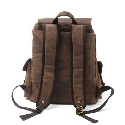 Jacob | Sturdy canvas backpack made of Genuine Leather