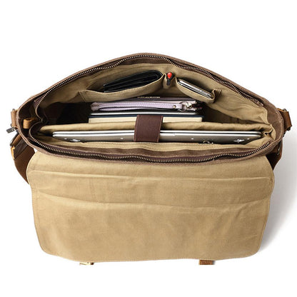 Jack | Waterproof canvas shoulder bag made of Genuine Leather