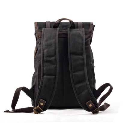 Marcus | Canvas travel backpack made of Genuine Leather
