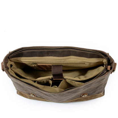 Jack | Waterproof canvas shoulder bag made of Genuine Leather
