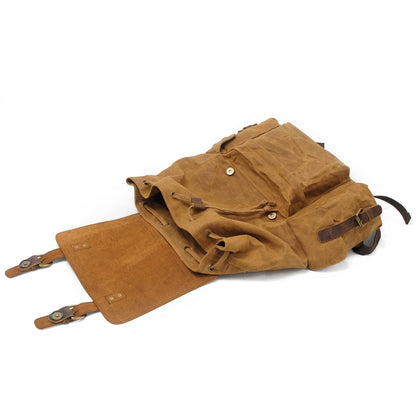 Jacob | Sturdy canvas backpack made of Genuine Leather