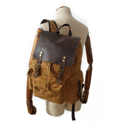 Jacob | Sturdy canvas backpack made of Genuine Leather