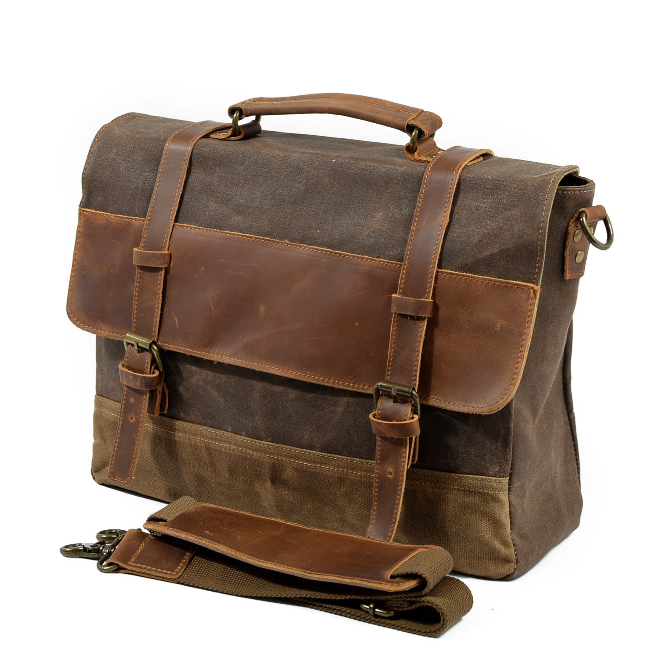Jack | Waterproof canvas shoulder bag made of Genuine Leather