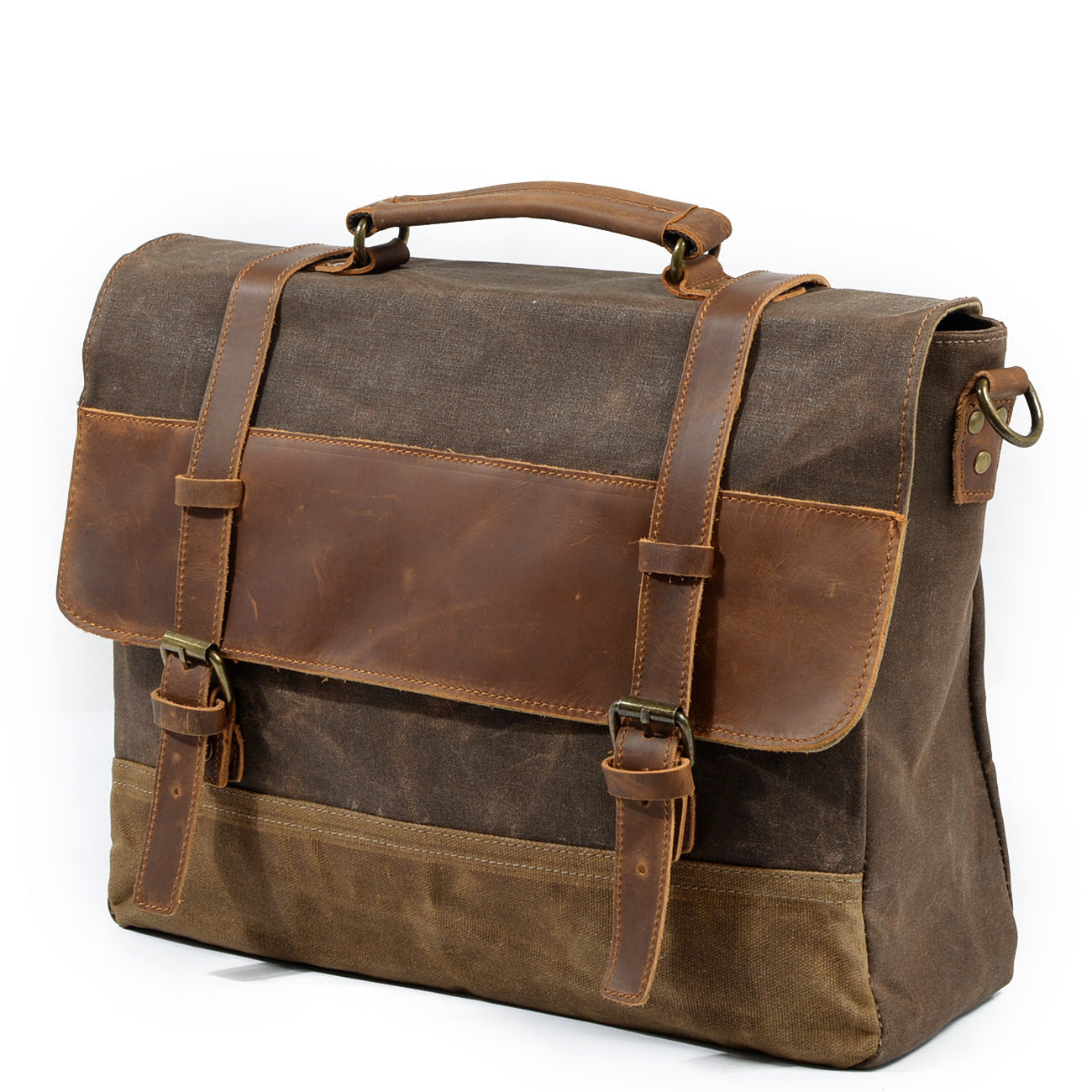 Jack | Waterproof canvas shoulder bag made of Genuine Leather