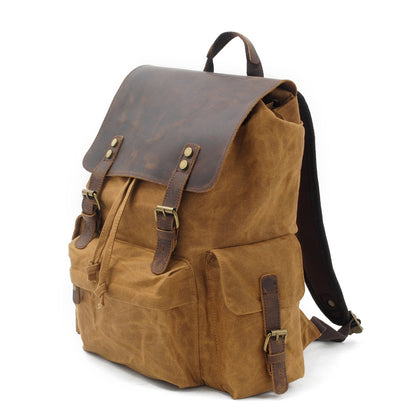Jacob | Sturdy canvas backpack made of Genuine Leather